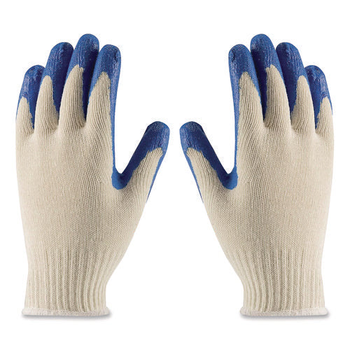 Image of PIP Seamless Knit Cotton/Polyester Gloves, Regular Grade, Medium, Natural/Blue, 12 Pairs