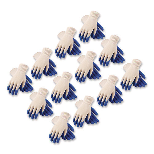 Image of PIP Seamless Knit Cotton/Polyester Gloves, Regular Grade, Small, Natural/Blue, 12 Pairs