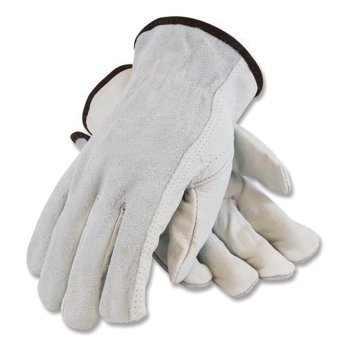 Image of PIP Top-Grain Leather Drivers Gloves With Shoulder-Split Cowhide Leather Back, Large, Gray