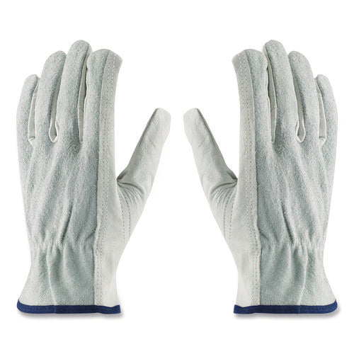 Image of PIP Top-Grain Leather Drivers Gloves With Shoulder-Split Cowhide Leather Back, Large, Gray
