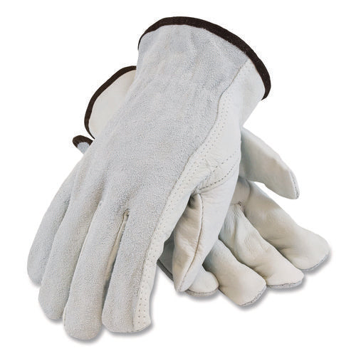 Image of PIP Top-Grain Leather Drivers Gloves With Shoulder-Split Cowhide Leather Back, Medium, Gray