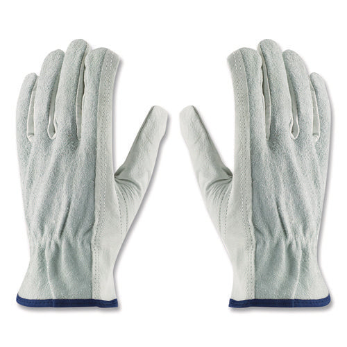 Image of PIP Top-Grain Leather Drivers Gloves With Shoulder-Split Cowhide Leather Back, Medium, Gray