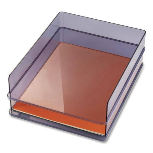 Image of Officemate Letter Tray, 1 Section, Letter Size Files, 10.16" x 12.8" x 2.76", Gray, 2/Pack