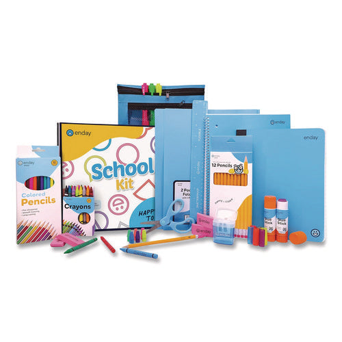 Image of enday Back to School Supplies Kit for Grades K-5, Blue