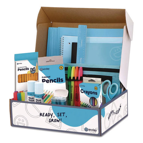 Image of enday Back to School Supplies Kit for Grades K-5, Blue