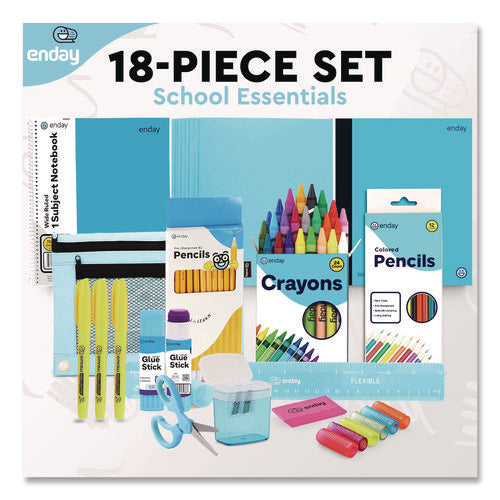 Image of enday Back to School Supplies Kit for Grades K-5, Blue