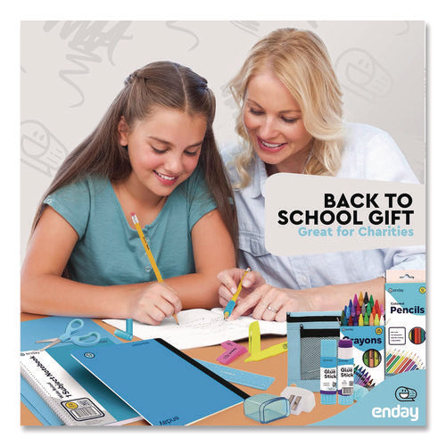 Image of enday Back to School Supplies Kit for Grades K-5, Blue