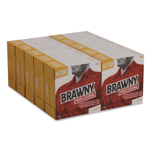 Image of Brawny® Professional Heavyweight HEF Disposable Shop Towels, 9 x 12.5, White, 176/Box, 10 Box/Carton