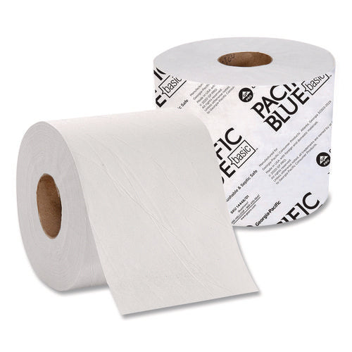 Image of Georgia Pacific® Professional Pacific Blue Basic High-Capacity Bathroom Tissue, Septic Safe, 1-Ply, White, 1,500/roll, 48/carton