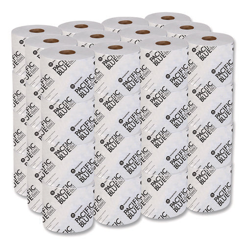 Image of Georgia Pacific® Professional Pacific Blue Basic High-Capacity Bathroom Tissue, Septic Safe, 1-Ply, White, 1,500/roll, 48/carton