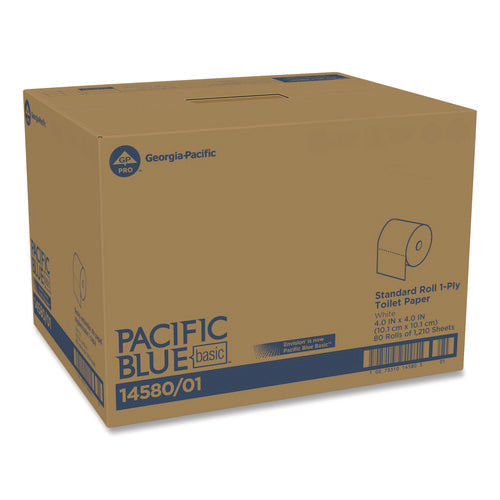 Image of Georgia Pacific® Professional Pacific Blue Basic Bathroom Tissue, Septic Safe, 1-Ply, White, 1,210 Sheets/roll, 80 Rolls/carton