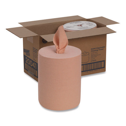 Image of Brawny® Professional Medium-Duty Wiper Refill, 1-Ply, 10 x 13, Unscented, Orange, 200/Roll, 2 Rolls/Carton