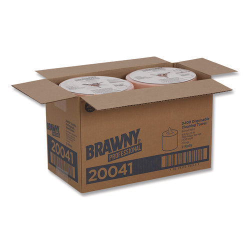 Image of Brawny® Professional Medium-Duty Wiper Refill, 1-Ply, 10 x 13, Unscented, Orange, 200/Roll, 2 Rolls/Carton