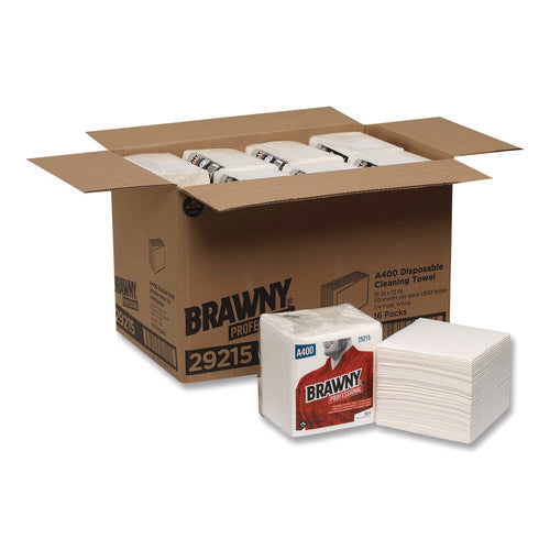 Image of Brawny® Professional All Purpose Wipers, 13 x 13, White, 50/Pack, 16/Carton