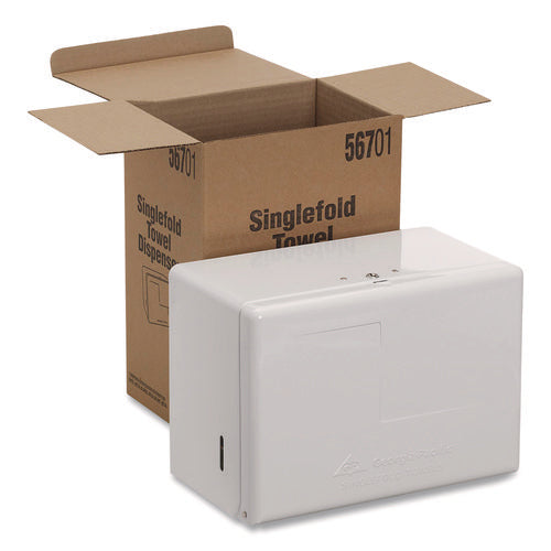 Image of Georgia Pacific® Professional Space Saver Singlefold Towel Dispenser, Steel, 11.63 X 6.63 X 8.13, White