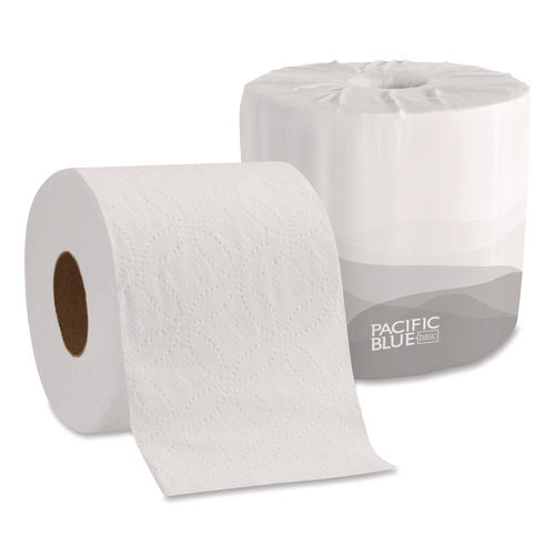 Image of Georgia Pacific® Professional Pacific Blue Basic Embossed Bathroom Tissue, Septic Safe, 2-Ply, White, 550/roll, 80 Rolls/carton