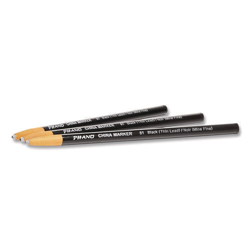 Image of Dixon® China Marker, Black, Thin Lead, 12/Pack