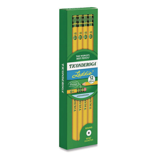 Image of Dixon® Ticonderoga Laddie Woodcase Pencil with Microban, HB (#2), Black Lead, Yellow Barrel, 12/Pack