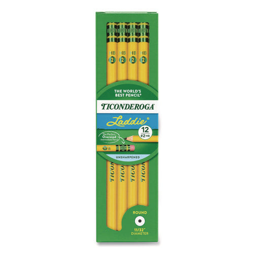Image of Dixon® Ticonderoga Laddie Woodcase Pencil with Microban, HB (#2), Black Lead, Yellow Barrel, 12/Pack