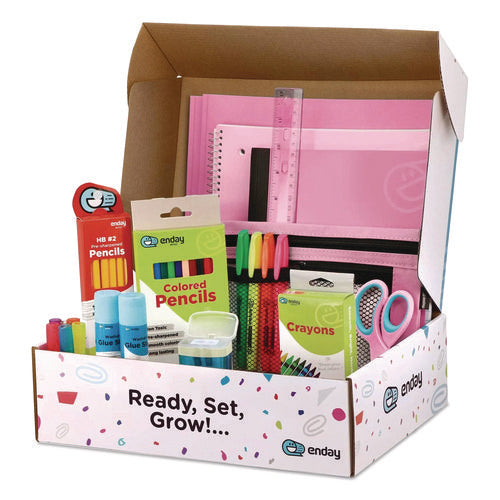 Image of enday Back to School Supplies Kit for Grades K-5, Pink