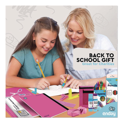 Image of enday Back to School Supplies Kit for Grades K-5, Pink