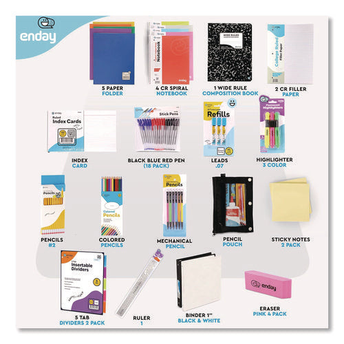 Image of enday Back to School Supplies Kit for High School/College