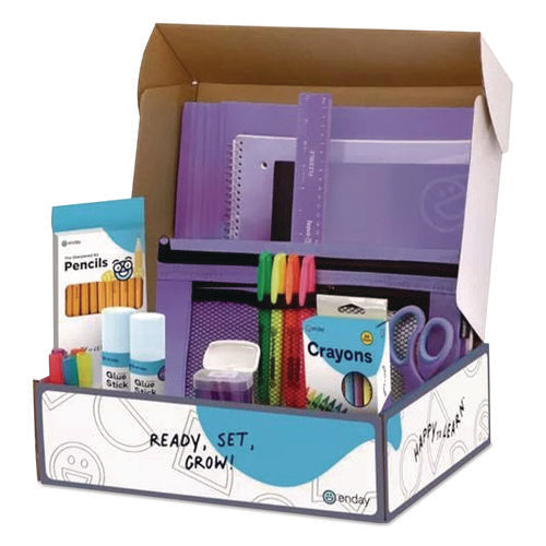 Image of enday Back to School Supplies Kit for Grades K-5, Purple