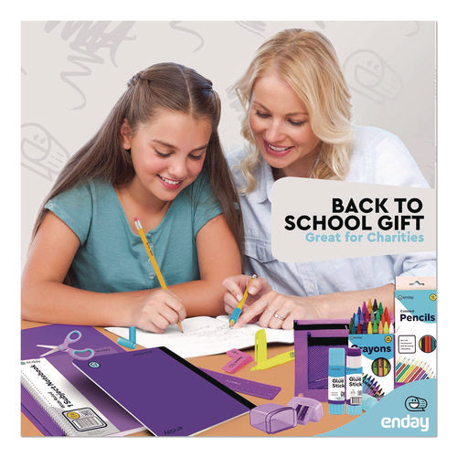 Image of enday Back to School Supplies Kit for Grades K-5, Purple