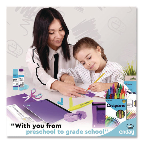 Image of enday Back to School Supplies Kit for Grades K-5, Purple