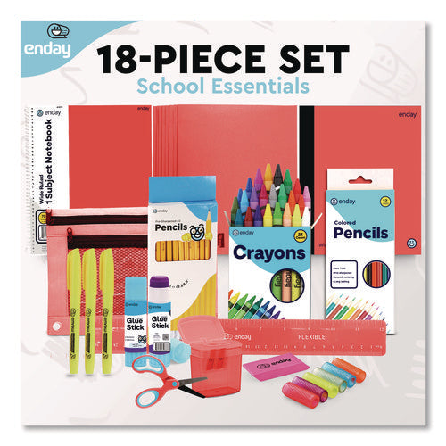 Image of enday Back to School Supplies Kit for Grades K-5, Red