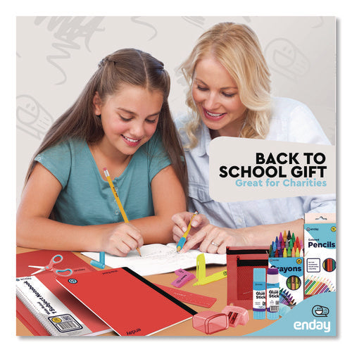 Image of enday Back to School Supplies Kit for Grades K-5, Red