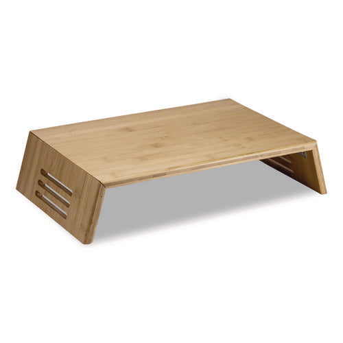Image of Officemate Bamboo Desktop Monitor Stand, For 16" Monitors, 17.56 x 12.44 x 2.64, Brown, Supports 20 lbs