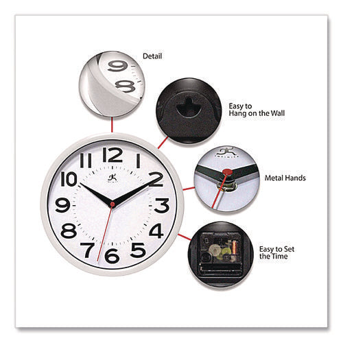 Image of Infinity Instruments Metro Wall Clock, 9" Diameter, White Case, 1 Aa (sold Separately)
