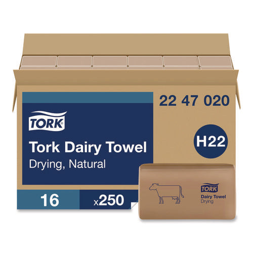 Image of Tork® Dairy Towel, 1-Ply, 9.12 x 10.25, Natural, 250 Sheets/Pack, 16 Packs/Carton
