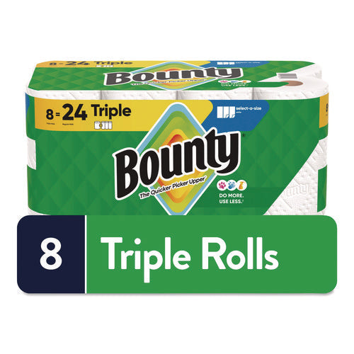 Image of Bounty® Select-a-Size Kitchen Roll Paper Towels, 2-Ply, White, 6 x 11, 123 Sheets/Roll, 8 Triple Rolls/Carton