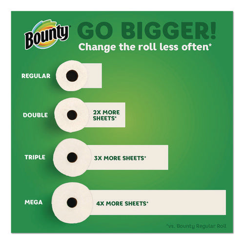 Image of Bounty® Kitchen Roll Paper Towels, 2-Ply, White, 10.5 x 11, 75 Sheets/Roll, 4 Triple Rolls/Pack, 6 Packs/Carton