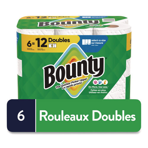 Image of Bounty® Select-a-Size Kitchen Roll Paper Towels, 2-Ply, 6 x 11, White, 82 Sheets/Double Roll, 6 Rolls/Carton