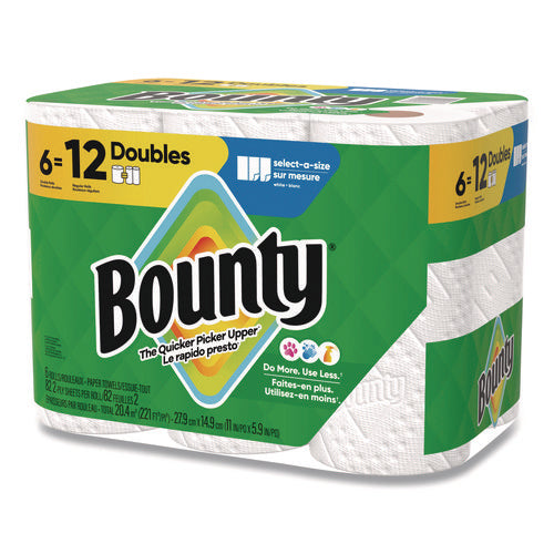 Image of Bounty® Select-a-Size Kitchen Roll Paper Towels, 2-Ply, 6 x 11, White, 82 Sheets/Double Roll, 6 Rolls/Carton