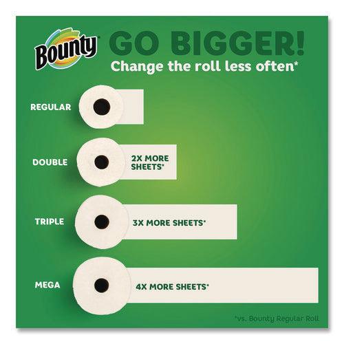 Image of Bounty® Select-a-Size Kitchen Roll Paper Towels, 2-Ply, 5.9 x 11, White, 82 Sheets/Double Roll, 24 Rolls/Carton