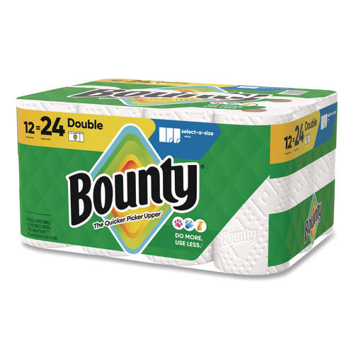 Image of Bounty® Select-a-Size Kitchen Roll Paper Towels, 2-Ply, 5.9 x 11, White, 82 Sheets/Double Roll, 12 Rolls/Carton