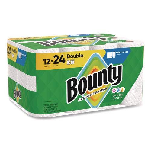 Image of Bounty® Select-a-Size Kitchen Roll Paper Towels, 2-Ply, 5.9 x 11, White, 82 Sheets/Double Roll, 12 Rolls/Carton