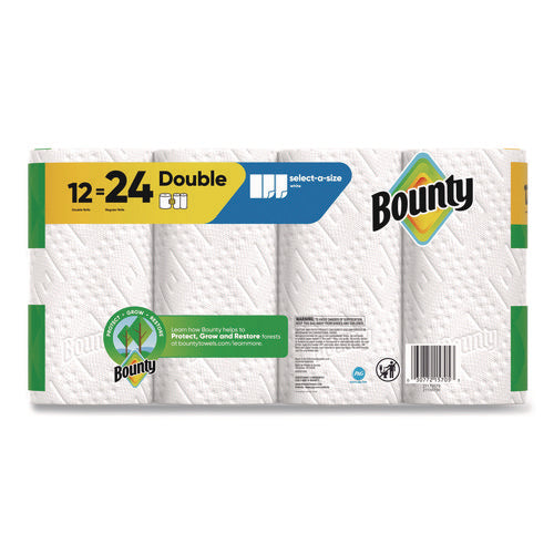 Image of Bounty® Select-a-Size Kitchen Roll Paper Towels, 2-Ply, 5.9 x 11, White, 82 Sheets/Double Roll, 12 Rolls/Carton