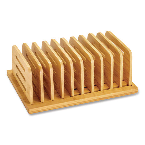 Image of Officemate Bamboo Large File Sorter, 9 Sections, A6/A7/A8/A9/Legal/Letter/Tabloid Size Files, 14.09 x 10.04 x 3.82, Brown