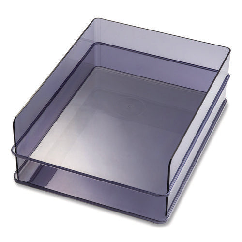Image of Officemate Letter Tray, 1 Section, Letter Size Files, 10.16" x 12.8" x 2.76", Gray, 2/Pack