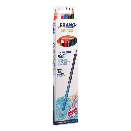 Image of Prang® Duo-Color Colored Pencil Sets, 3 mm, 2B (#2), Assorted Lead, Assorted Barrel, 6/Pack