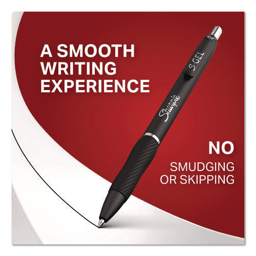 Image of Sharpie® S-Gel S-Gel High-Performance Gel Pen, Retractable, Medium 0.7 mm, Black Ink, Black Barrel, 8/Pack