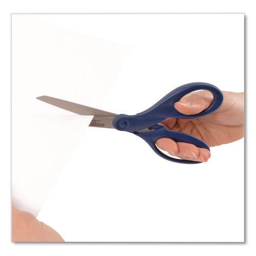 Image of Westcott® Titanium Bonded Scissors, 8" Long, 3.5" Cut Length, Straight Navy Handle