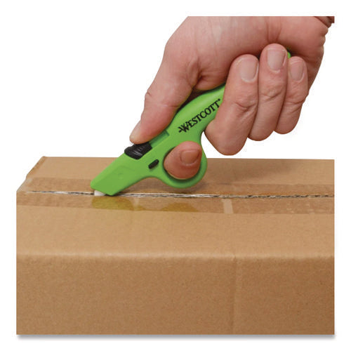 Image of Westcott® Full Size Retractable Box Cutter, Plastic Handle, Green, 6/box
