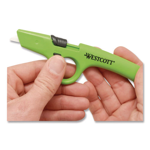 Image of Westcott® Full Size Retractable Box Cutter, Plastic Handle, Green, 6/box