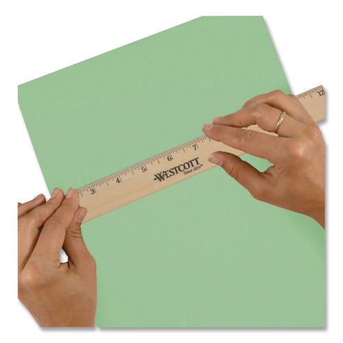 Image of Westcott® Beveled Wood Ruler, Standard, 12" Long, Natural Hardwood, 12/pack
